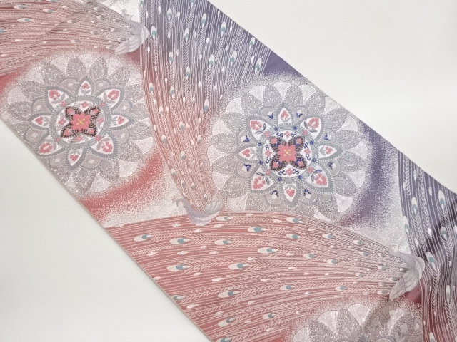 JAPANESE KIMONO / FUKURO OBI / WOVEN PEACOCK & CREST 